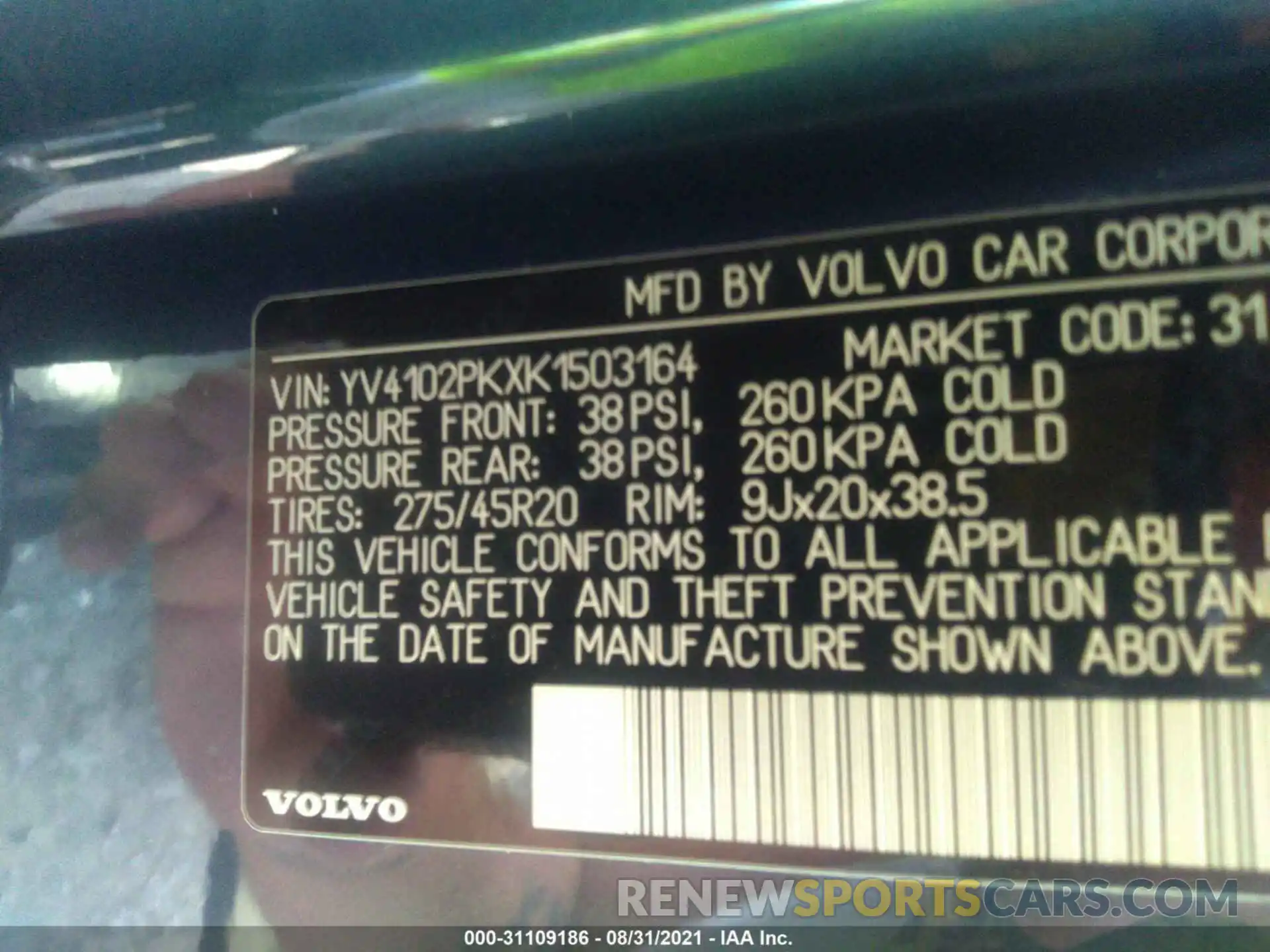 9 Photograph of a damaged car YV4102PKXK1503164 VOLVO XC90 2019