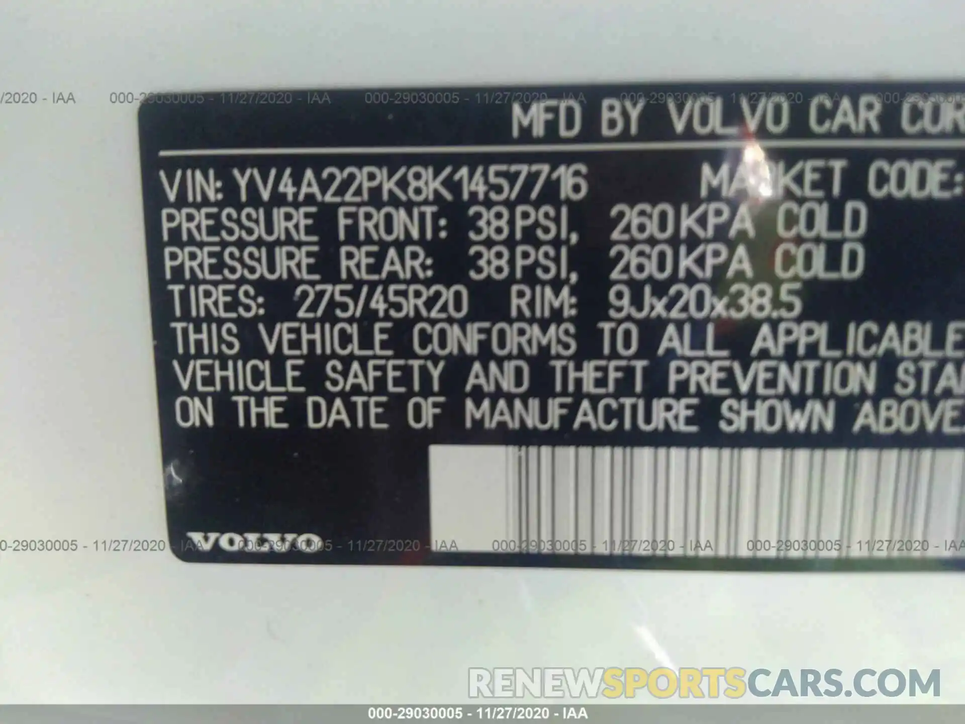 9 Фотография поврежденного автомобиля YV4A22PK8K1457716 VOLVO XC90 2019